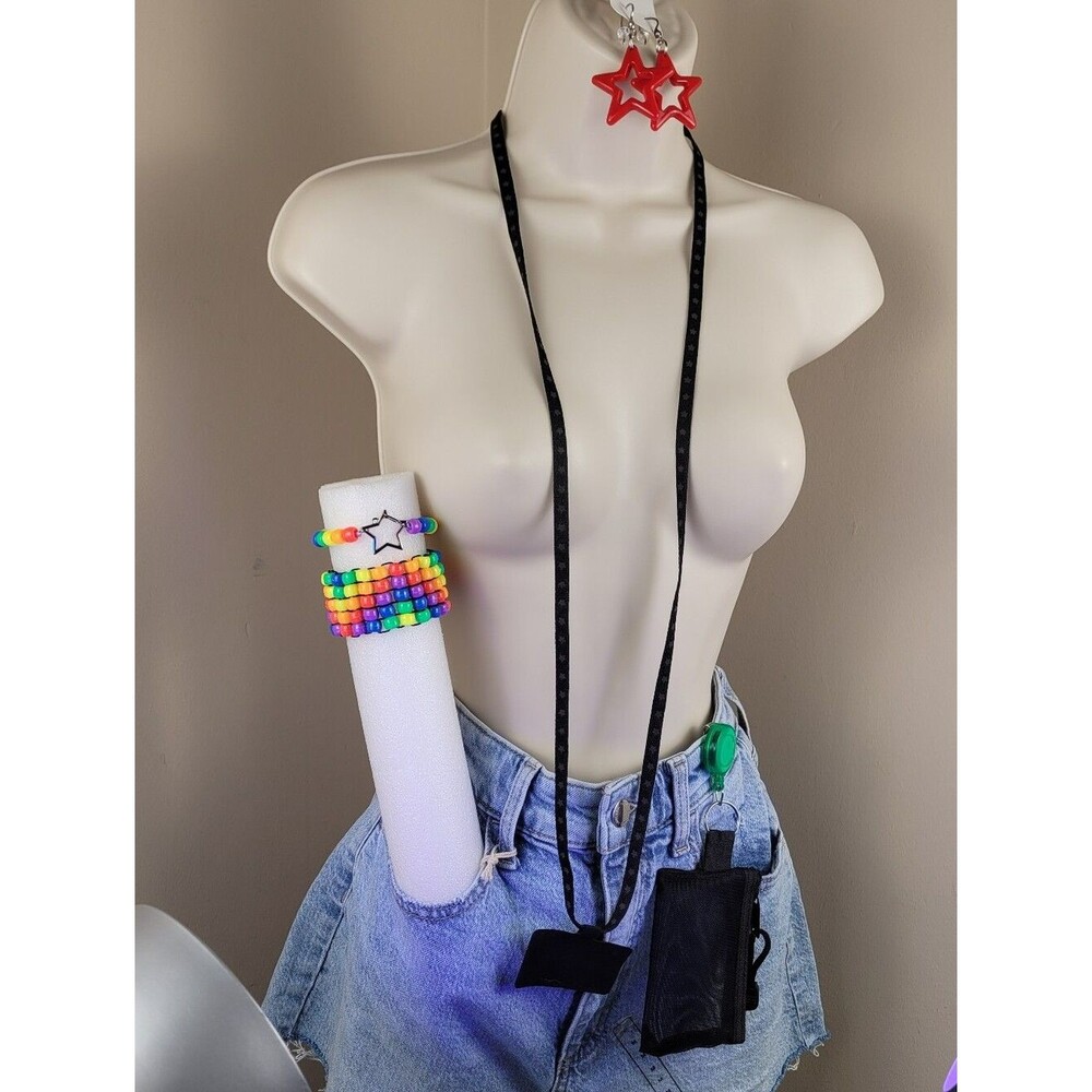 7pc rainbow cuff phone lanyard wallet bag earrings star charm bracelet nail art